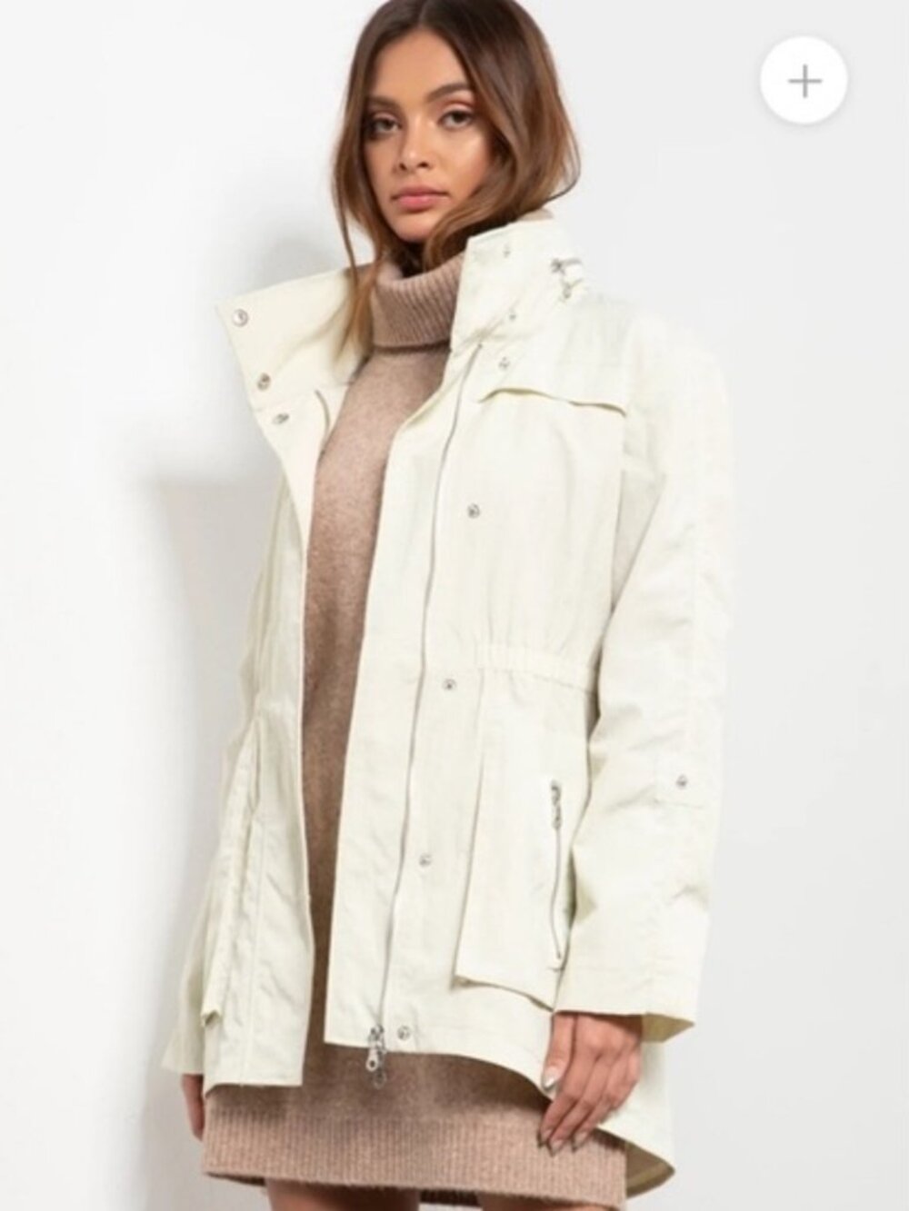 NWT Tart Collection Women's Hooded Rain Jacket In Gardenia Cream Size Small
